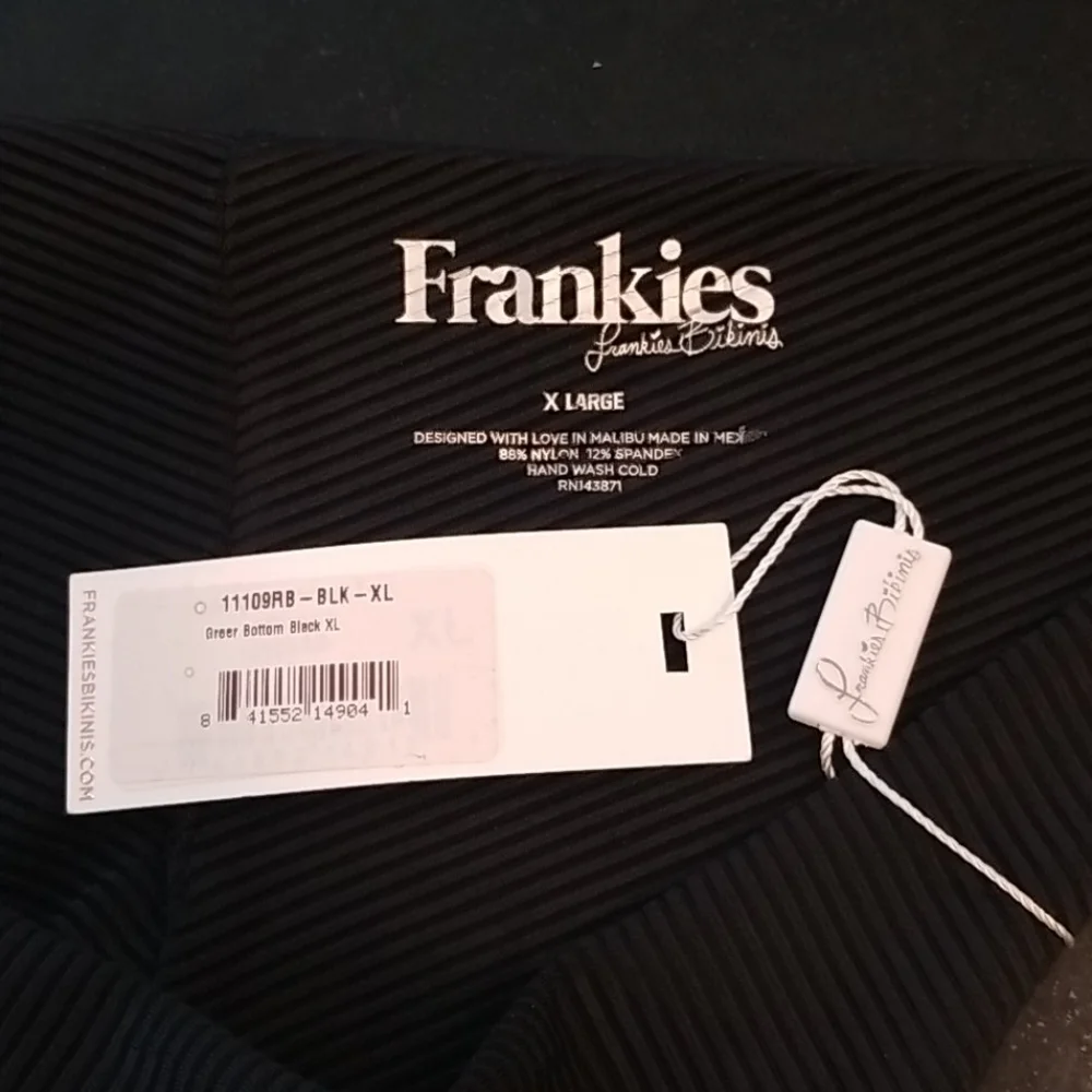 💕FRANKIE'S BIKINIS💕 Greer Ribbed Cheeky Bikini Bottom Black XL NWT